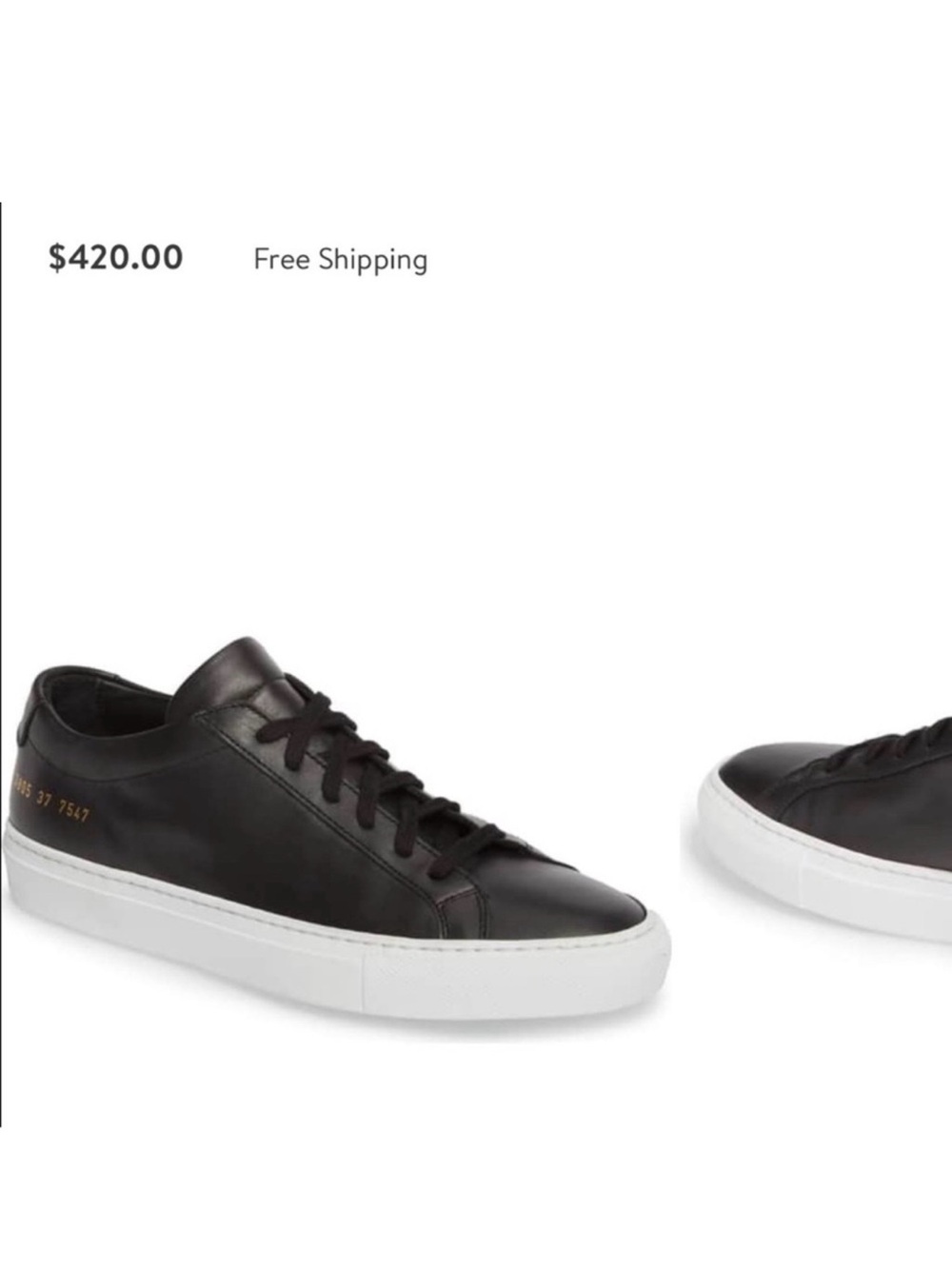 Common Projects Tournament Leather Black Sneakers with White Platform Sole